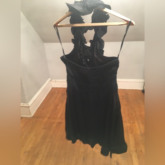 Bebe Ruffle Neckline Cocktail Dress-Black - Picture 4 of 5